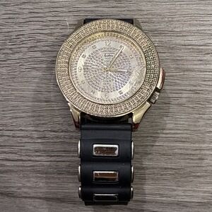 Super techno Pave - Crystal Studded- Gold tone Black Wrist